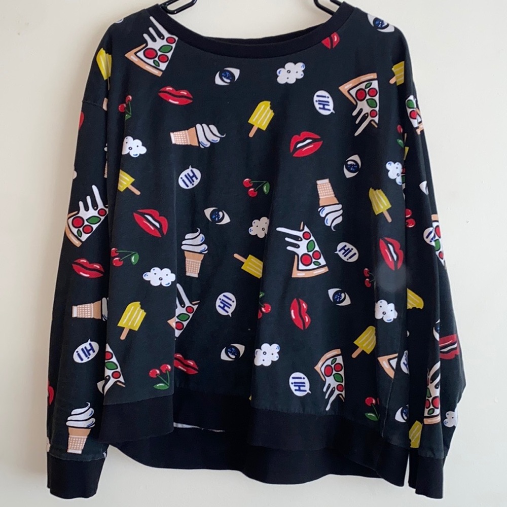 H&M Black Comic Print Graphic Shirt Size Large